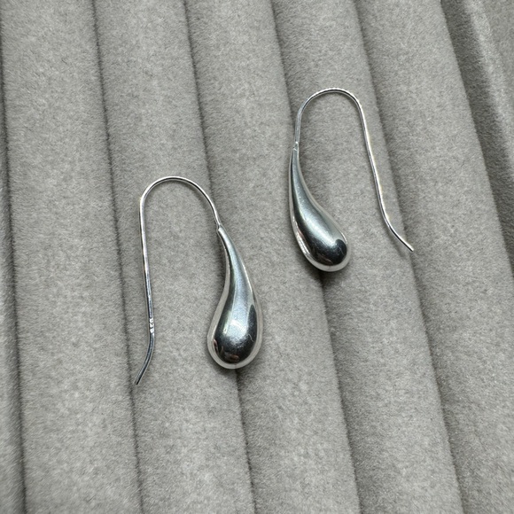 Sterling Silver Abstract Droop Dangle Earrings - Picture 6 of 7